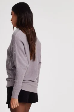 Quiz Knit Foil Detail Jumper Grey Discount