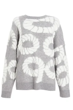 Quiz Grey Knit Printed Jumper Clearance