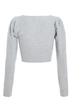 Quiz Grey Knitted Cardigan Light Grey Sale