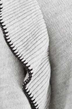 Quiz Knitted Frill Sleeve Jumper Grey Hot