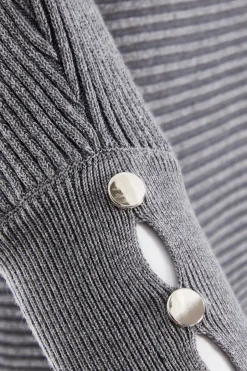 Quiz Light Knit Buttoned Jumper Grey New
