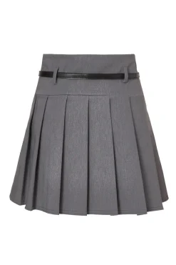 Quiz Pleated Mini Skirt Grey Clearance