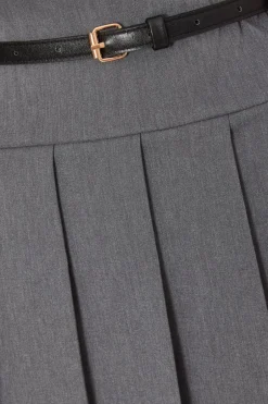 Quiz Pleated Mini Skirt Grey Clearance