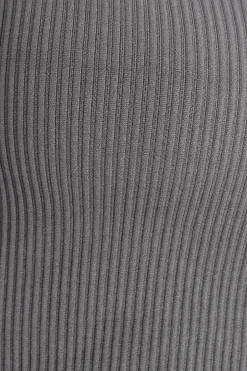 Quiz Ribbed Crop Top Grey Hot