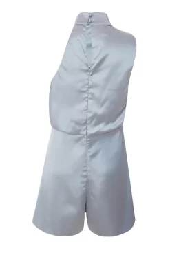 Quiz Satin Asymmetric Playsuit Grey Hot