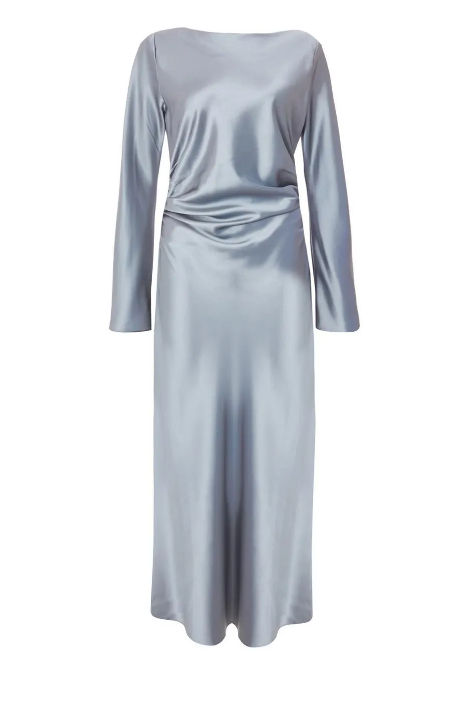 Quiz Grey Satin Ruched Side Midaxi Dress