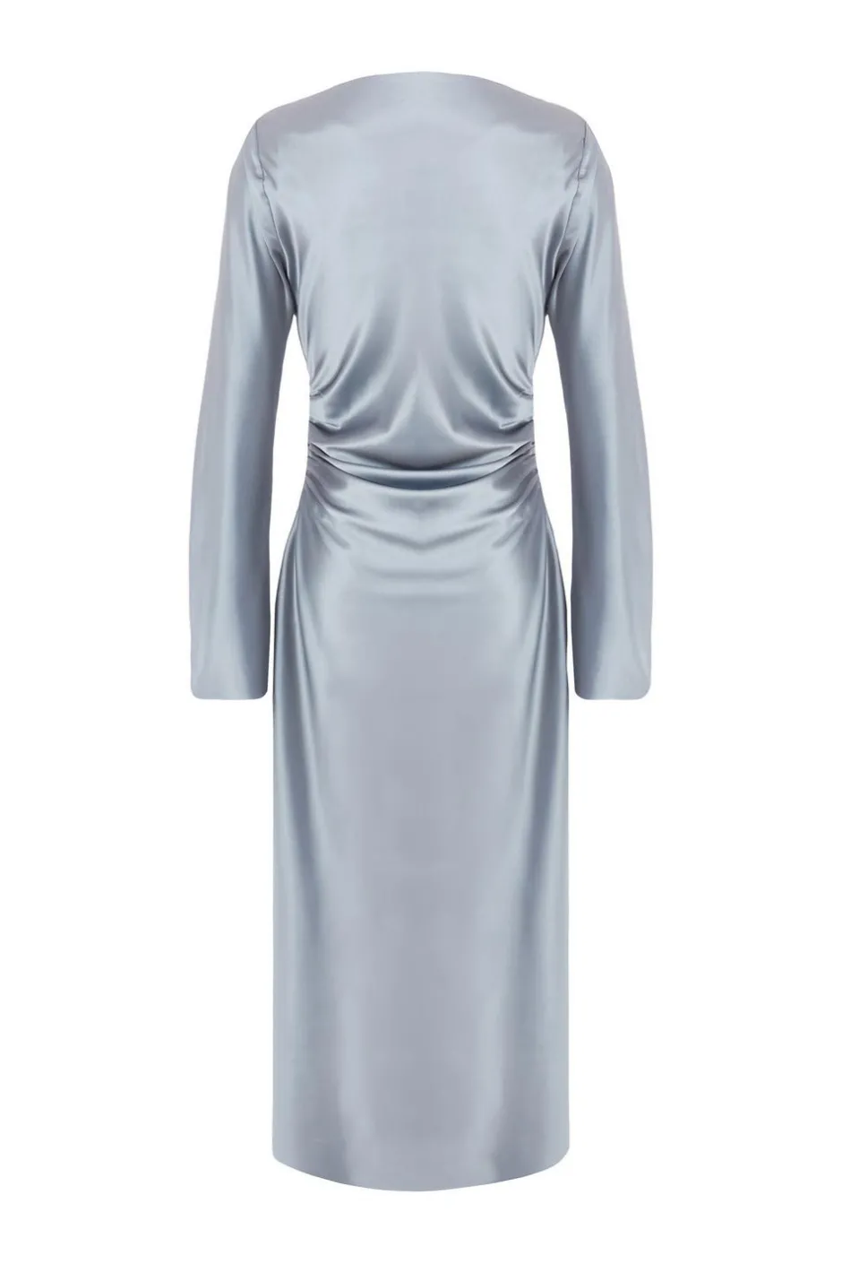 Quiz Grey Satin Ruched Side Midaxi Dress