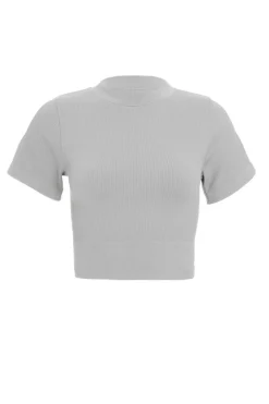 Quiz Seamless Crop Top Grey Hot