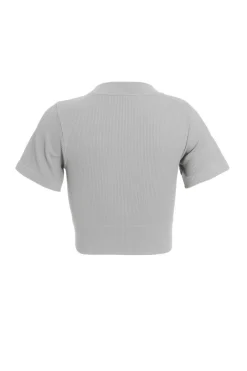 Quiz Seamless Crop Top Grey Hot