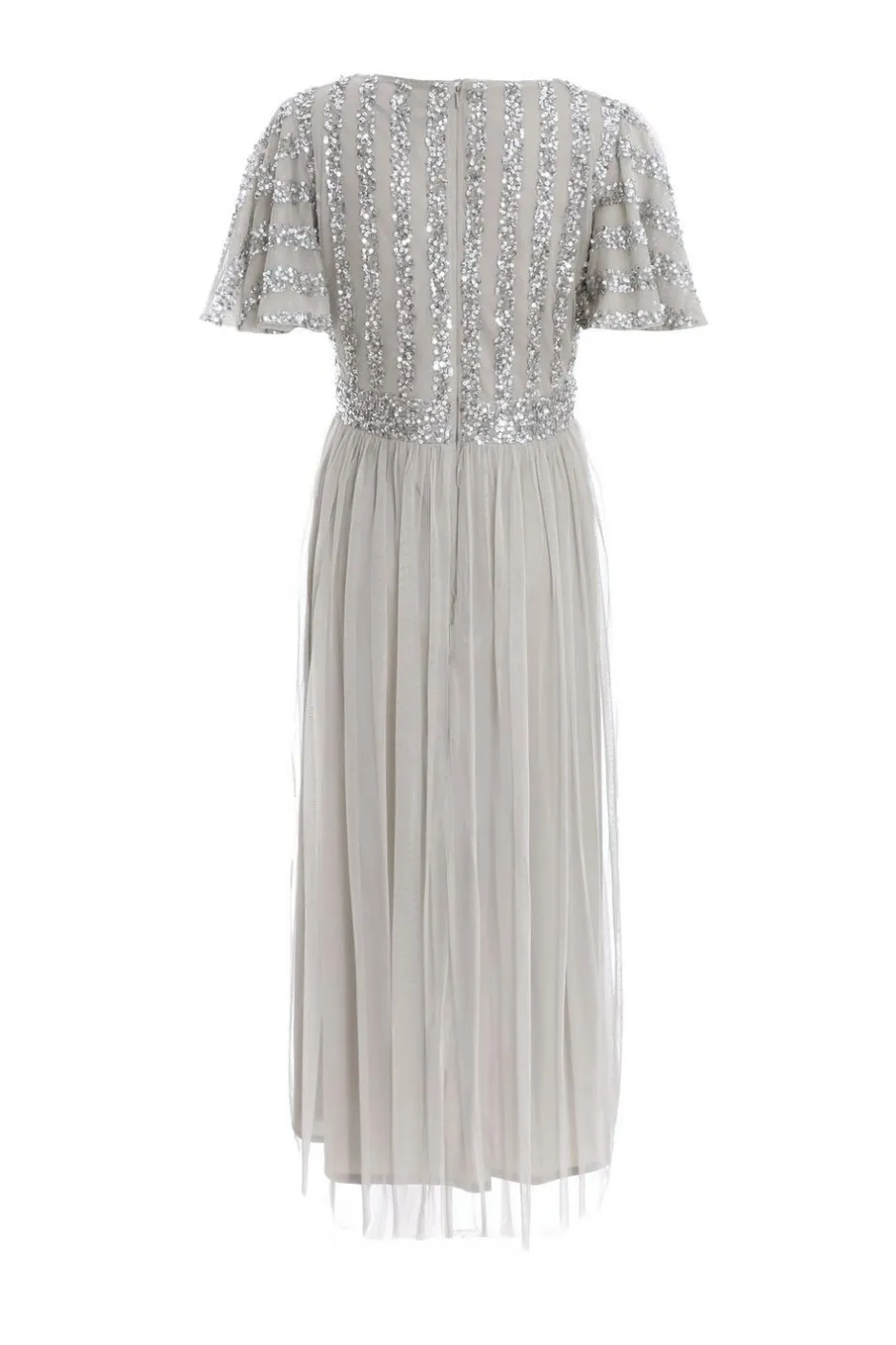 Quiz Grey Sequin Wrap Tulle Midi Dress Online