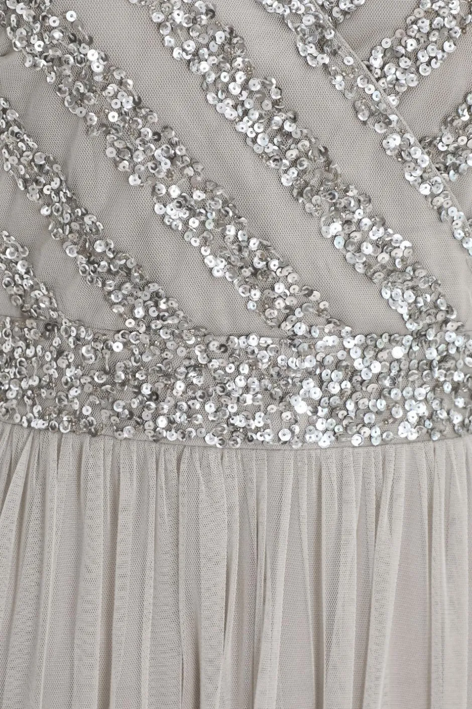 Quiz Grey Sequin Wrap Tulle Midi Dress Online