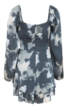 Quiz Grey Smudge Print Playsuit Online