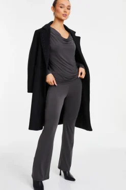 Quiz Grey Stretch Wide Leg Trousers Best