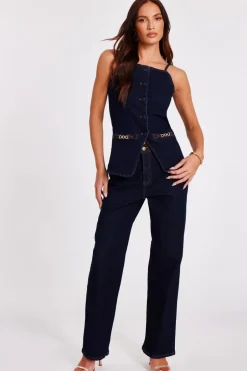Quiz Indigo Denim Wide Leg Jeans Discount