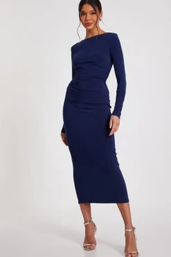 Quiz Ruched Midaxi Dress Indigo Best