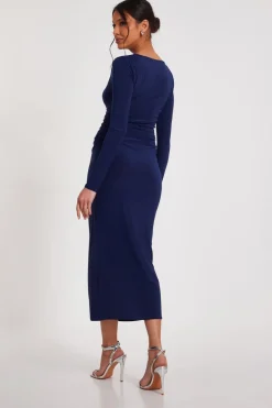 Quiz Ruched Midaxi Dress Indigo Best