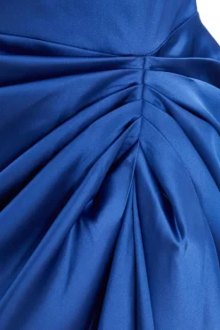Quiz Satin Ruched Midi Dress Indigo Sale