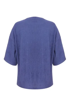 Quiz Textured T-Shirt Indigo Outlet