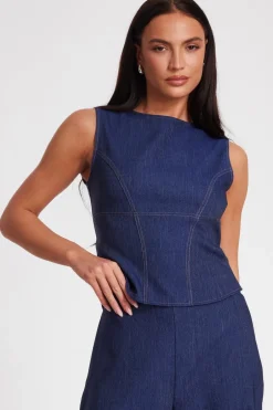 Quiz Tie Back Top Indigo Best
