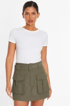 Quiz Khaki Belted Cargo Skort Discount