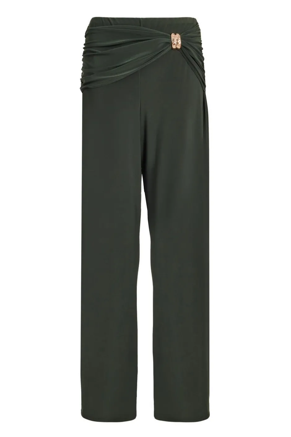 Quiz Buckle Wide Leg Trousers Khaki Discount