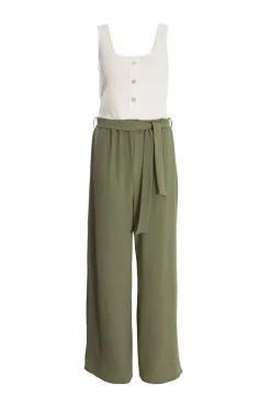 Quiz Khaki Contrast Ribbed Palazzo Jumpsuit Discount