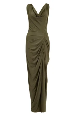 Quiz Cowl Neck Midi Dress Khaki Online
