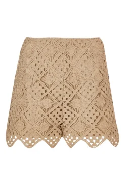 Quiz Crochet Shorts Khaki Hot