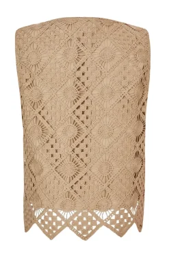 Quiz Crochet Waistcoat Khaki