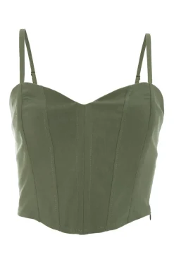 Quiz Khaki Cropped Corset Top Best