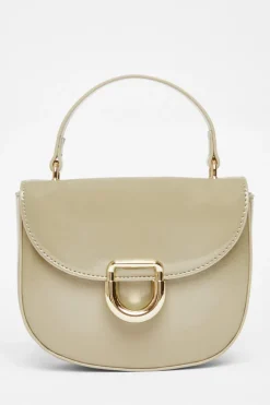 Quiz Faux Leather Top Handle Bag Khaki Online