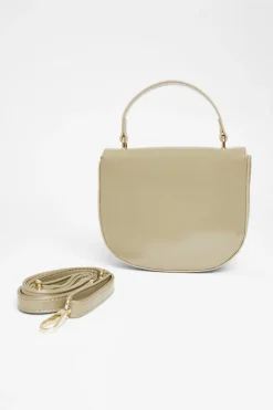 Quiz Faux Leather Top Handle Bag Khaki Online