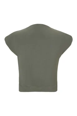 Quiz Khaki High Neck Crop Top New