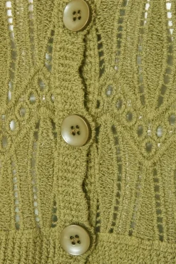 Quiz Knit Cropped Cardigan Khaki New