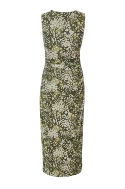 Quiz Khaki Mesh Animal Print Midaxi Dress Online