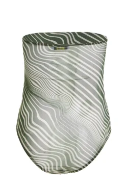 Quiz Khaki Mesh Wave Strapless Bodysuit Clearance