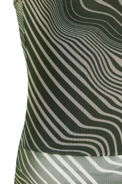 Quiz Khaki Mesh Wave Strapless Bodysuit Clearance