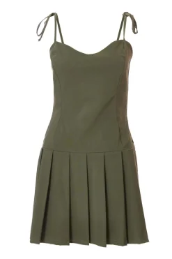 Quiz Khaki Pleated Mini Dress Clearance