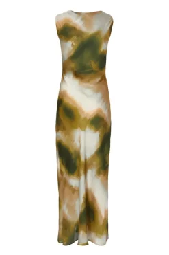 Quiz Khaki Printed Satin Midaxi Dress Sale