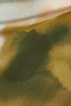 Quiz Khaki Printed Satin Midaxi Dress Sale