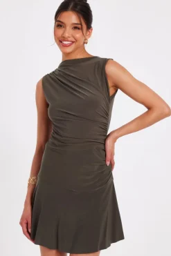 Quiz Ruched Playsuit Khaki
