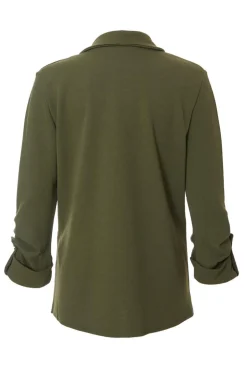 Quiz Ruched Sleeve Blazer Khaki Clearance