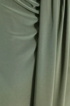 Quiz Ruched Split Maxi Skirt Khaki Clearance