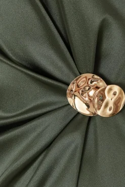 Quiz Khaki Satin Buckle Side Midaxi Dress Best