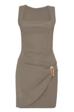 Quiz Khaki Square Neck Mini Dress Hot