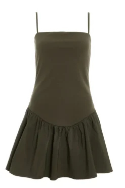 Quiz Khaki Strappy Puff Ball Skater Dress Outlet