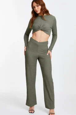 Quiz Khaki Textured Palazzo Trousers Hot