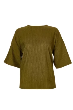 Quiz Textured T-Shirt Khaki