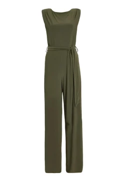 Quiz Tie Waist Jumpsuit Khaki Sale