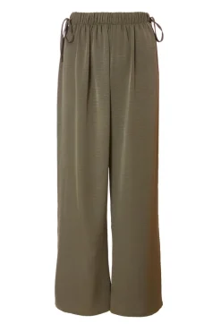 Quiz Tie Waist Palazzo Trousers Khaki Clearance